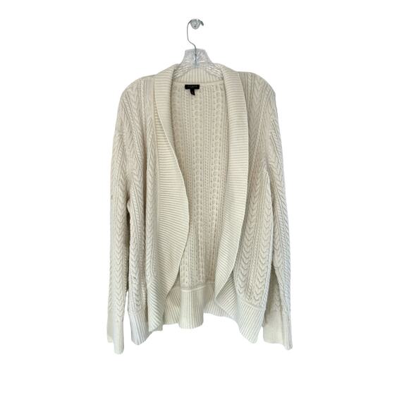 Talbots Cardigan White Cable Knit Open Career Business Office Mature Size 3X - Picture 1 of 9